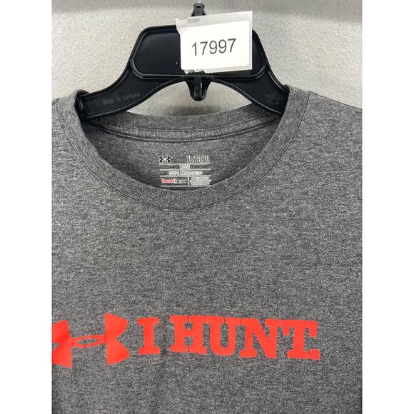 Under‎ Armour T-Shirt Mens Sz 2XL Gray Loose Fit Heat Gear I HUNT Short Sleeve - Picture 9 of 9